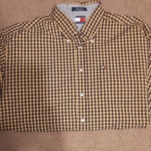 Tommy Hilfiger Men's Yellow and Black Plaid Shirt